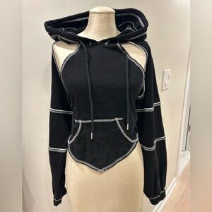 AKIRA Black Contrast wrap Stitch Hoodie